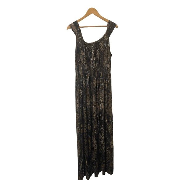 Women's Spence Maxi Dress Multi Brown Elastic Waist Sleeveless Soft XL Tall - Picture 1 of 8